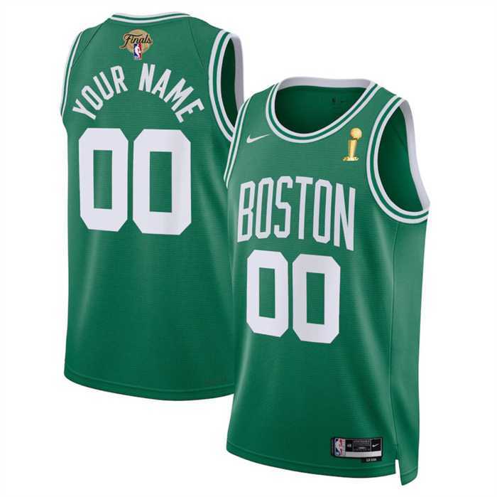 Mens Boston Celtics Active Player Custom Kelly Green 2024 Finals Champions Icon Edition Stitched Basketball Jersey